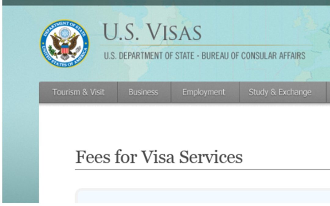 Change in Fees for Visa Services